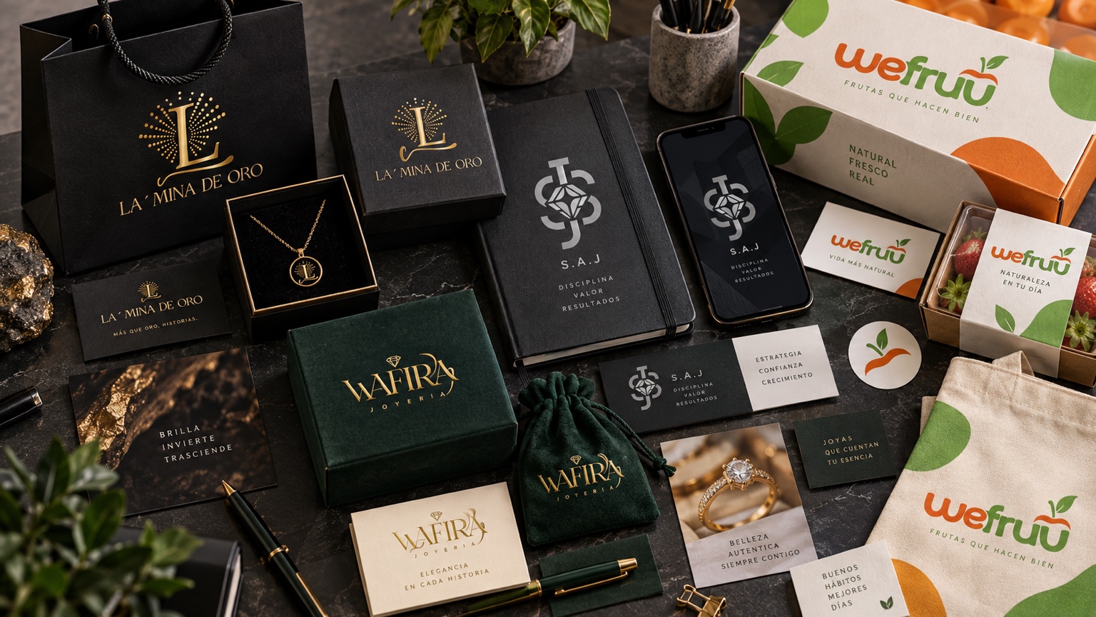 Trabajos de branding de La Mina de Oro, Wefru, Wafira y S.A.J